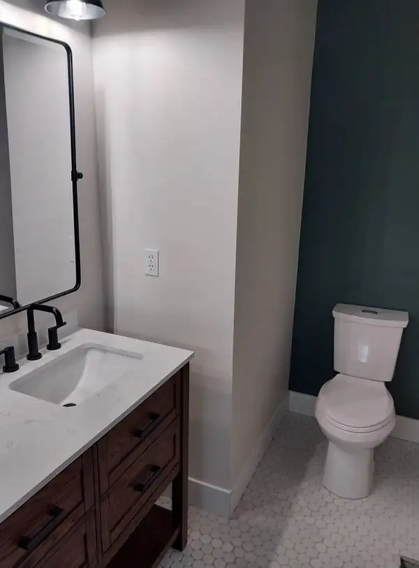 New toilet and vanity installation