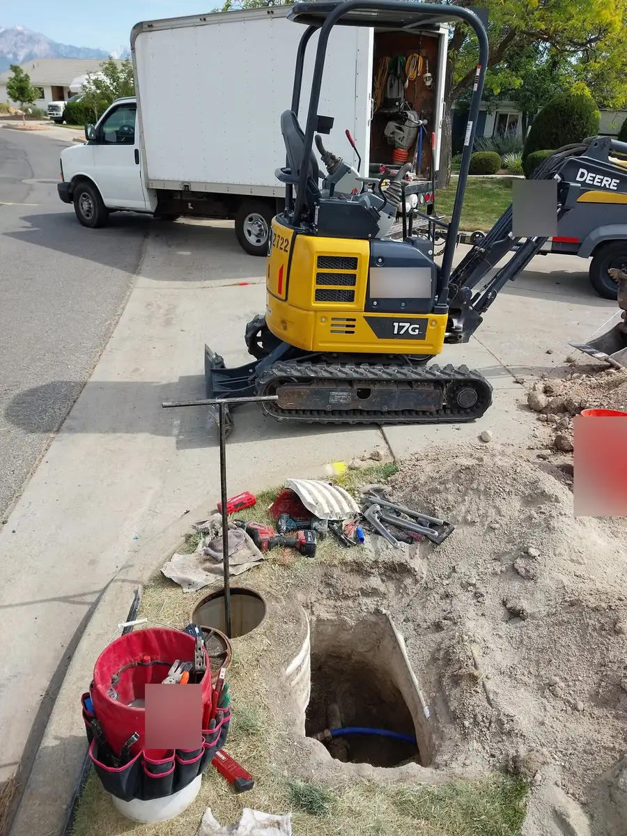 Water service line repair excavated at the curb