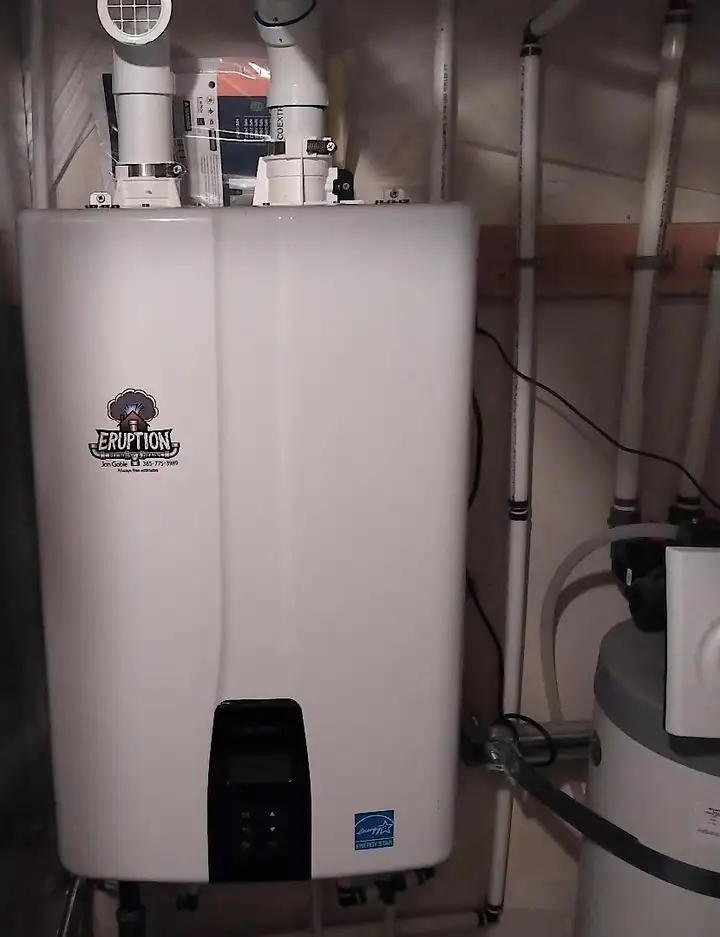 Wall-mounted tankless water heater installation